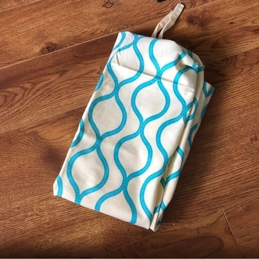 blue and cream geometric kitchen apron